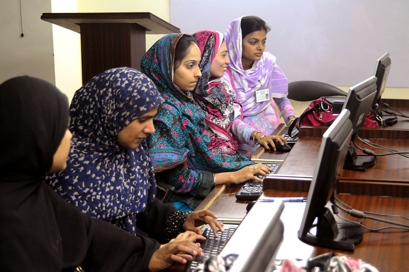 Women entrepreneurs attending a training program